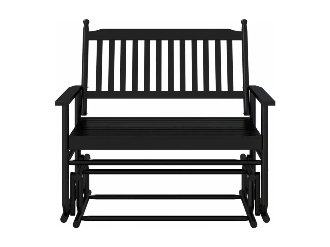 Banc balancelle noir 118x70x104,5 cm bois massif de peuplier