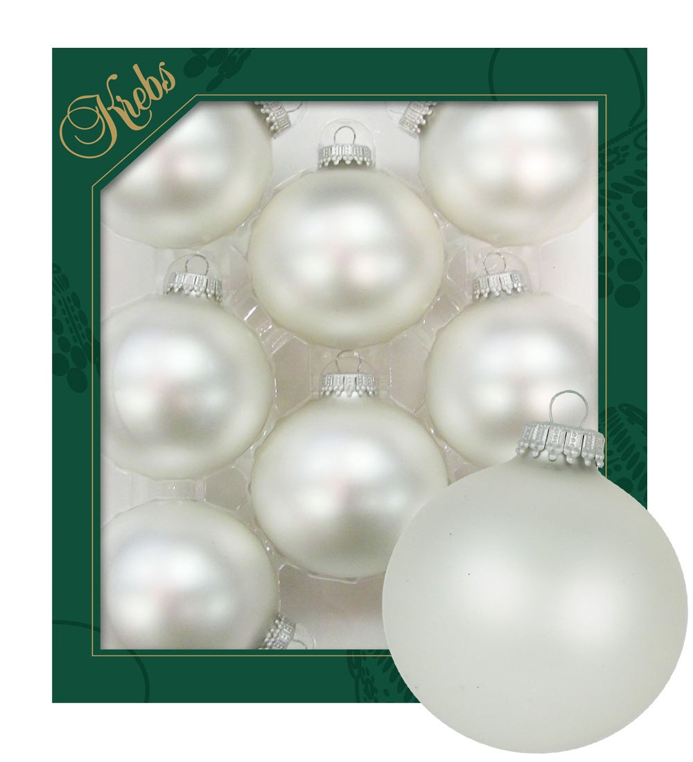 Silberpearl 7cm glazen ballen, effen, 8 stuks, kerstballen, kerstversiering, kerstversiering