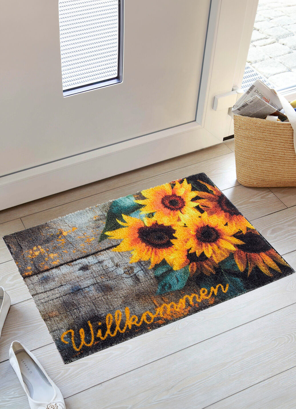 Fussmatte mit Sonnenblumen-Motiv