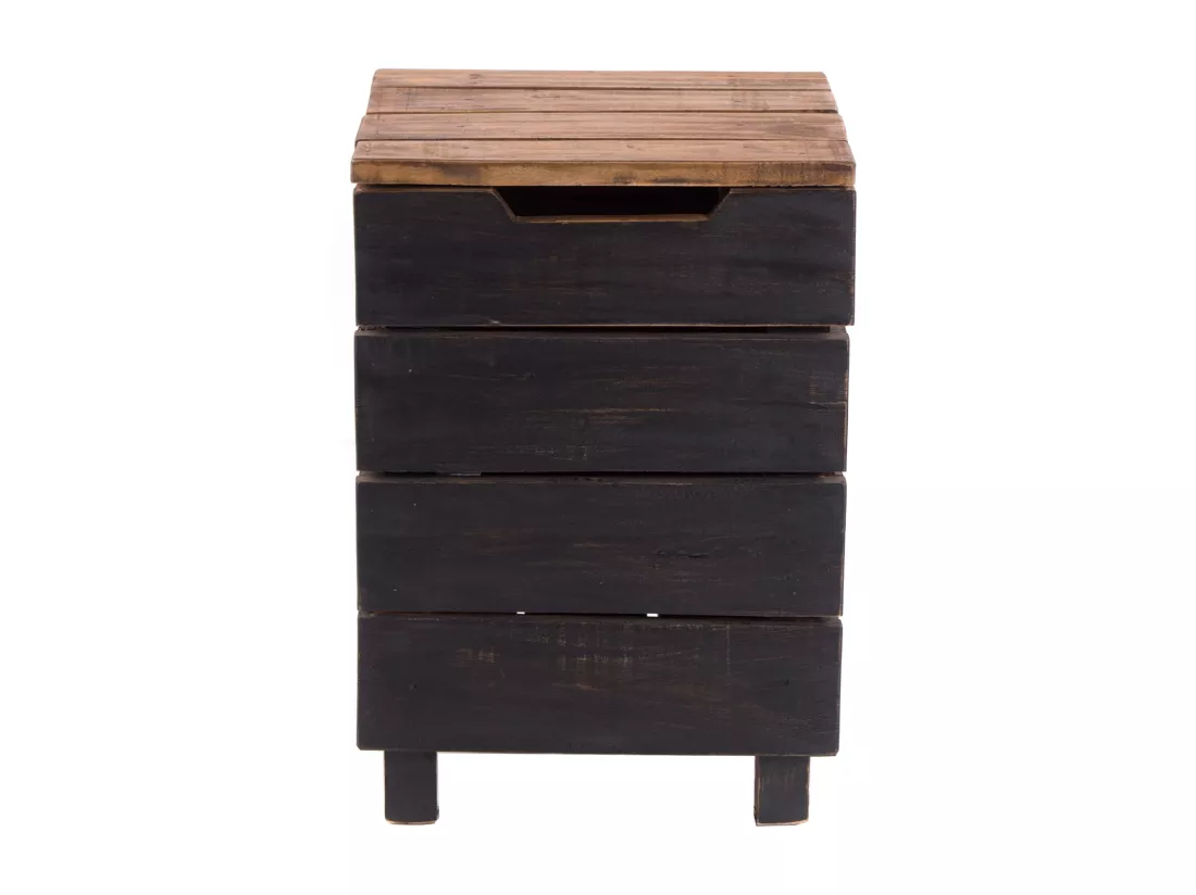 PANIER À LINGE STOCKAGE 50 Bois massif, couvercle pliable 04 schwarz-natur
