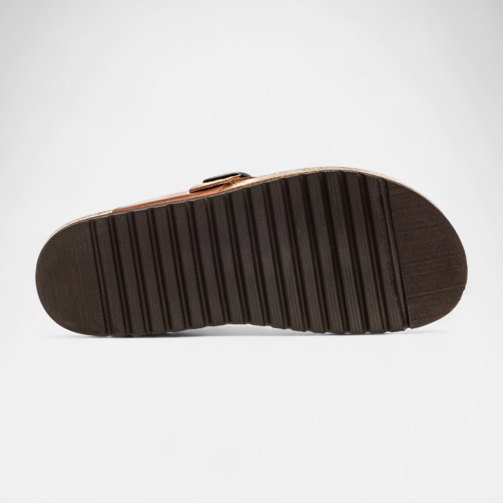 Mules semelle liège Femme en cuir cognac