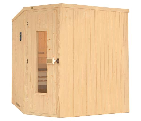Weka Ecksauna Varberg mit Holztür inkl. Ofen,