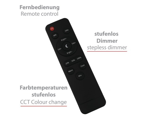 LED vloerlamp, dimbaar, CCT 700 lm, 3000-6500 KH, 140 cm, zwart, met afstandsbediening