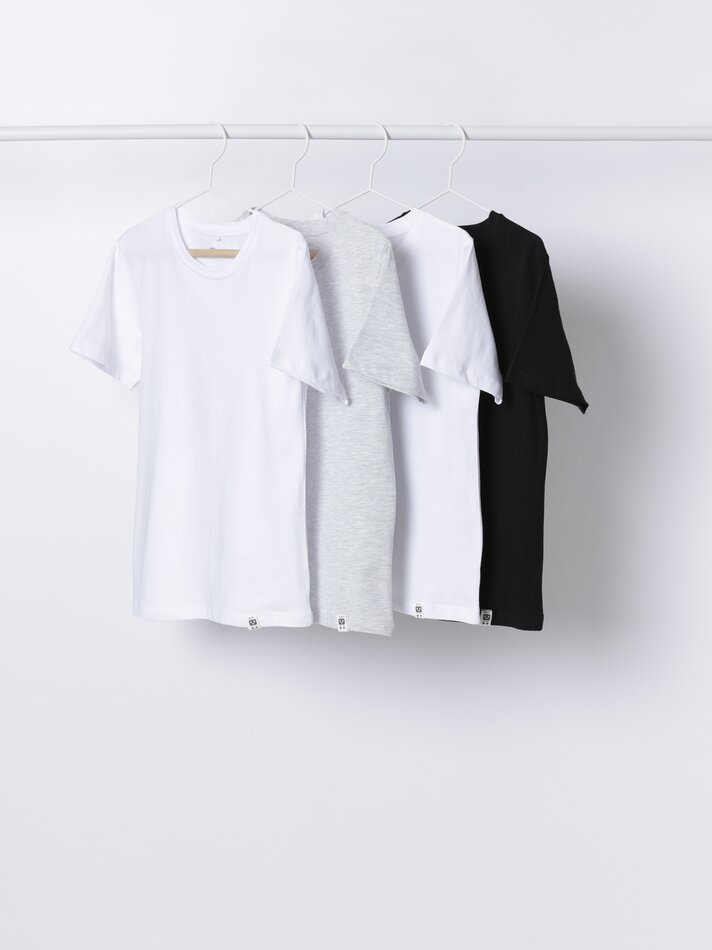 Pacote com 4 camisetas lisas de manga curta - Brancas