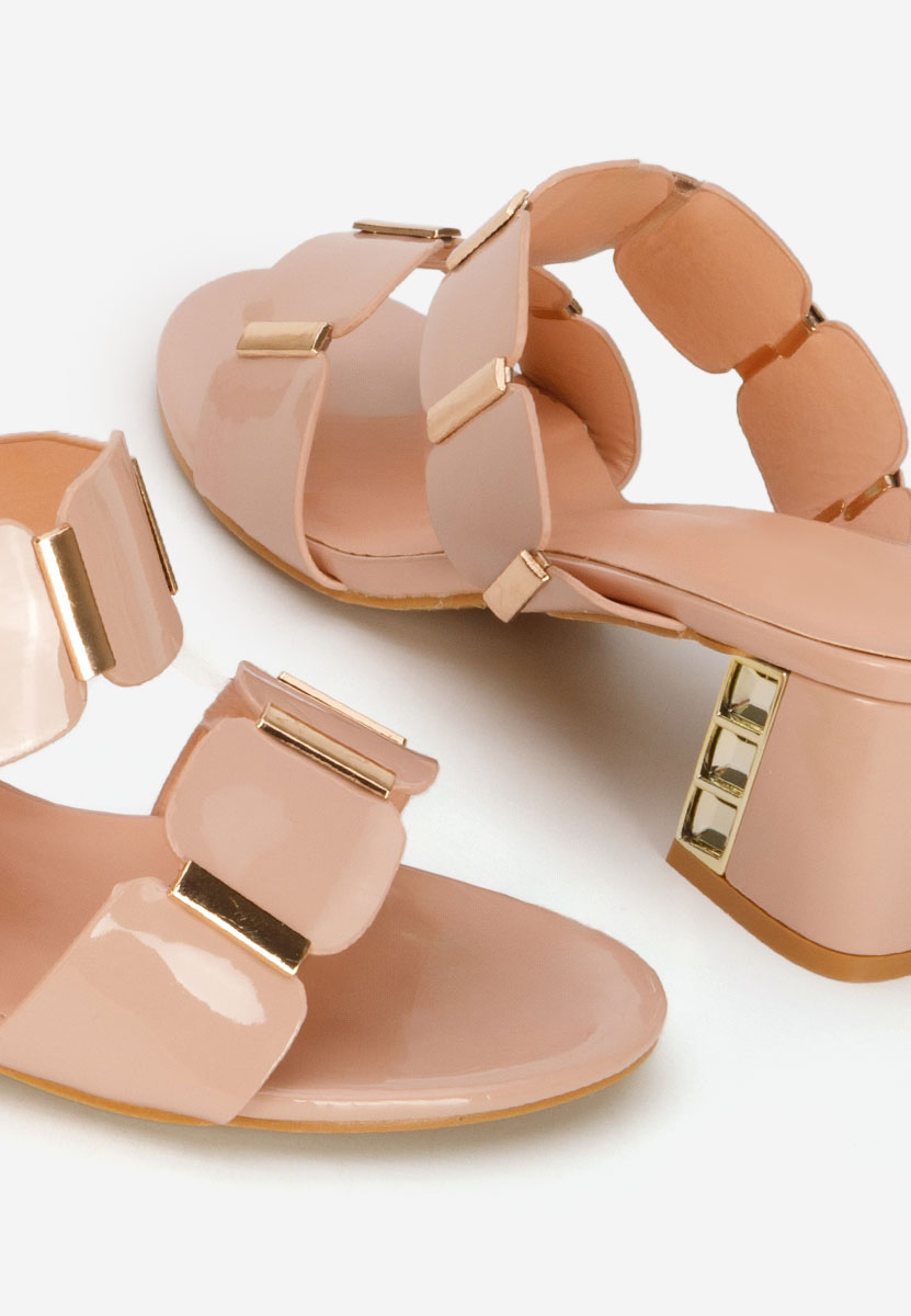Mules à talon épais beige Raniela