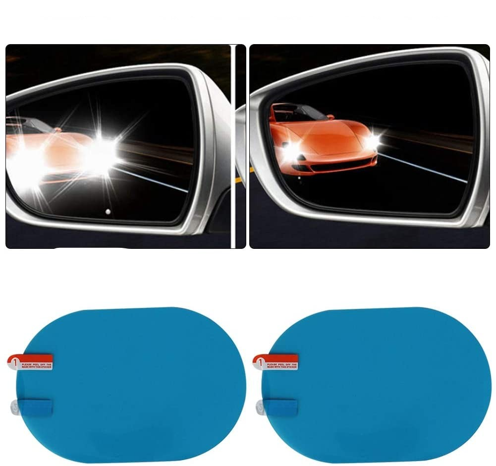 (2er Set) 150x100mm Wasserabweisende Anti-Beschlag Schutzfolie für Auto / Motorrad Rückspiegel