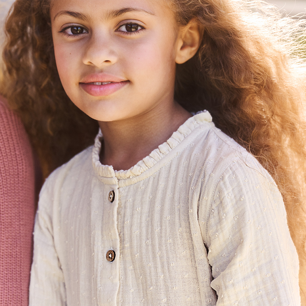Topolino Pure Collection Mädchen Musselin-Bluse mit Strukturmuster hellbeige