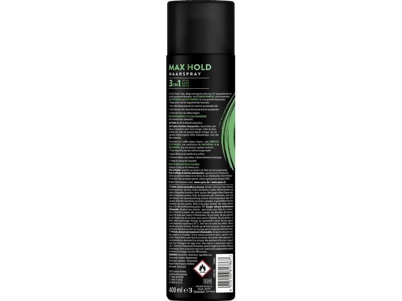 Syoss Haarspray Max Hold 400 ml Styling-Spray schützt die Frisur vor Luftfeuchtigkeit