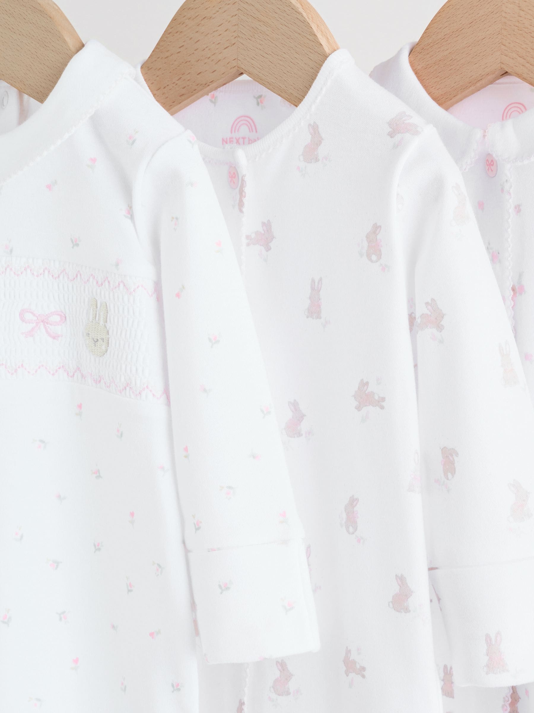 White/Pink Collar - Set van 3 babyrompertjes