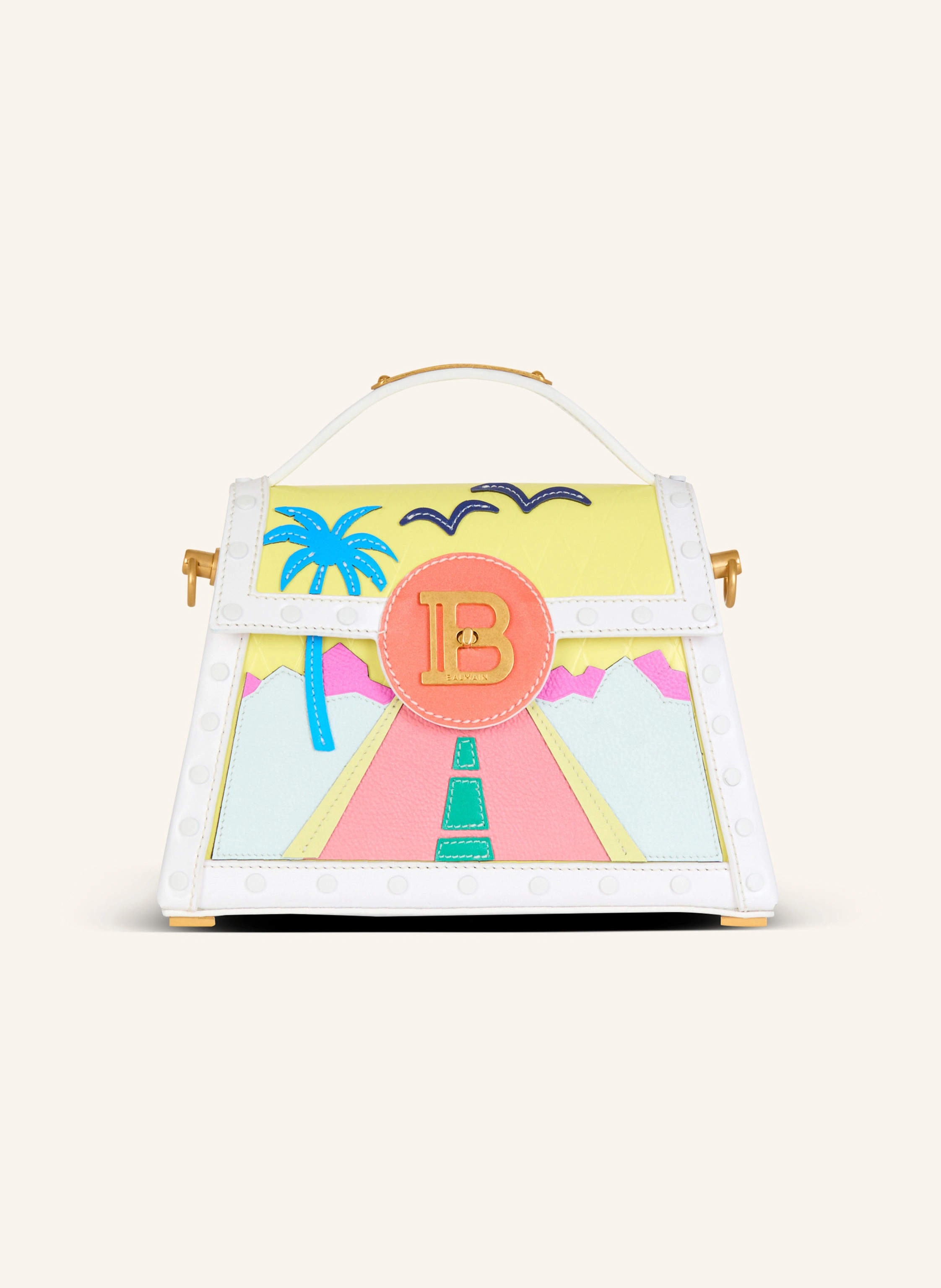 BALMAIN Tasche B-Buzz Dynasty aus Kalbsleder mit Postcard-Patchwork