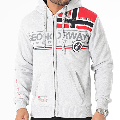 Sweat Zippé Capuche Gris Chiné