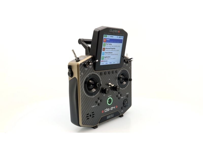 Jeti Fernsteuerung DS-24II Carbon Line Bronze 24 Kanal, Dup Professioneller 24-Kanal-Sender mit Geber auf Rückseite und Carbon-Frontplatte