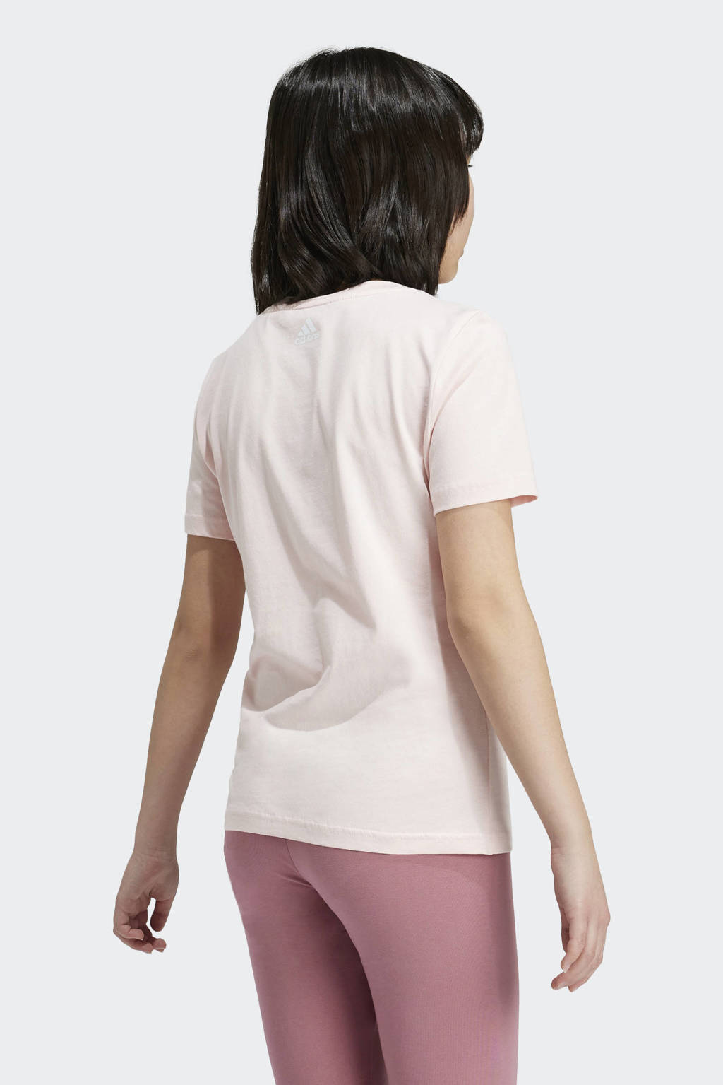 adidas T-shirt met logo lichtroze/wit