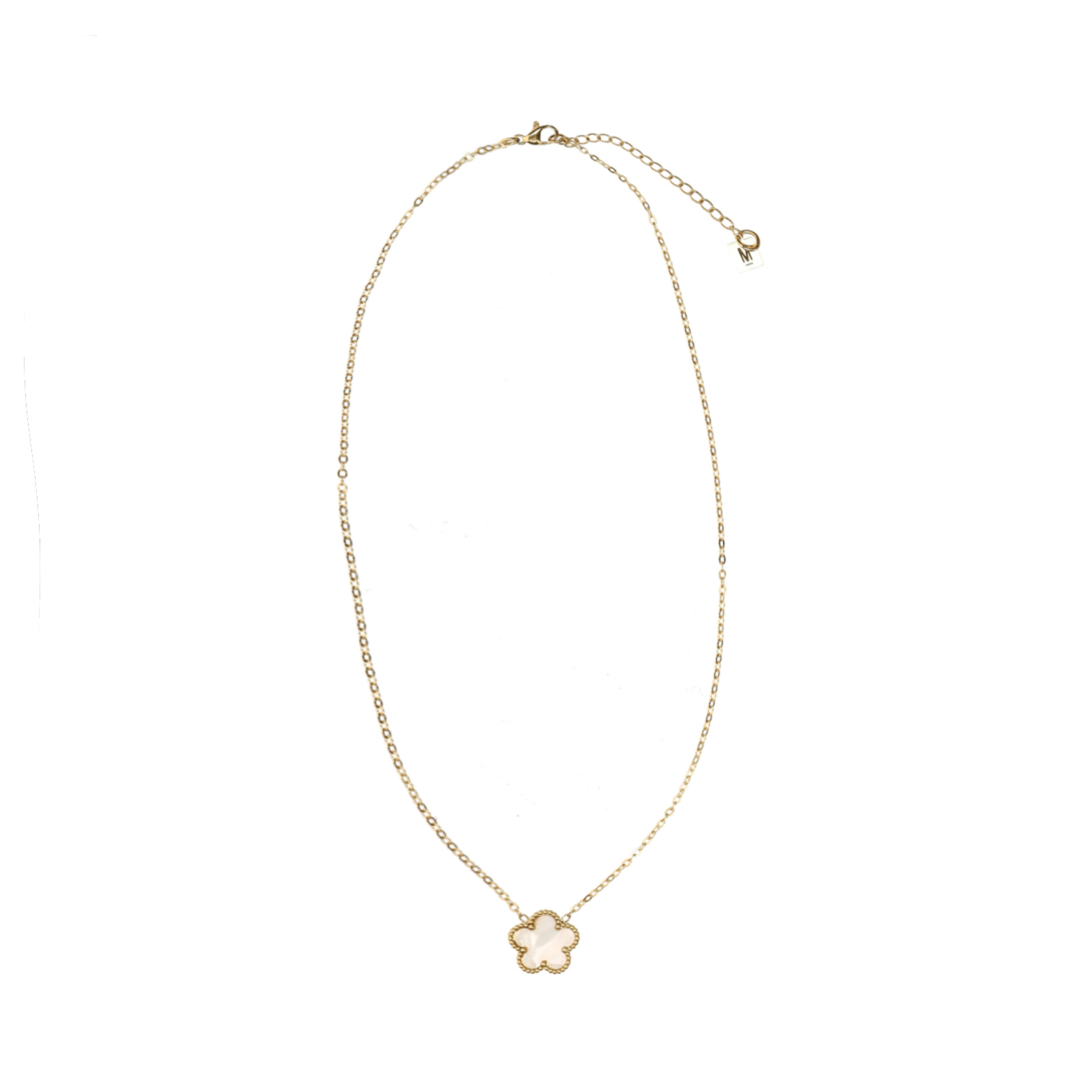 Goudkleurige ketting met wit bloemetje