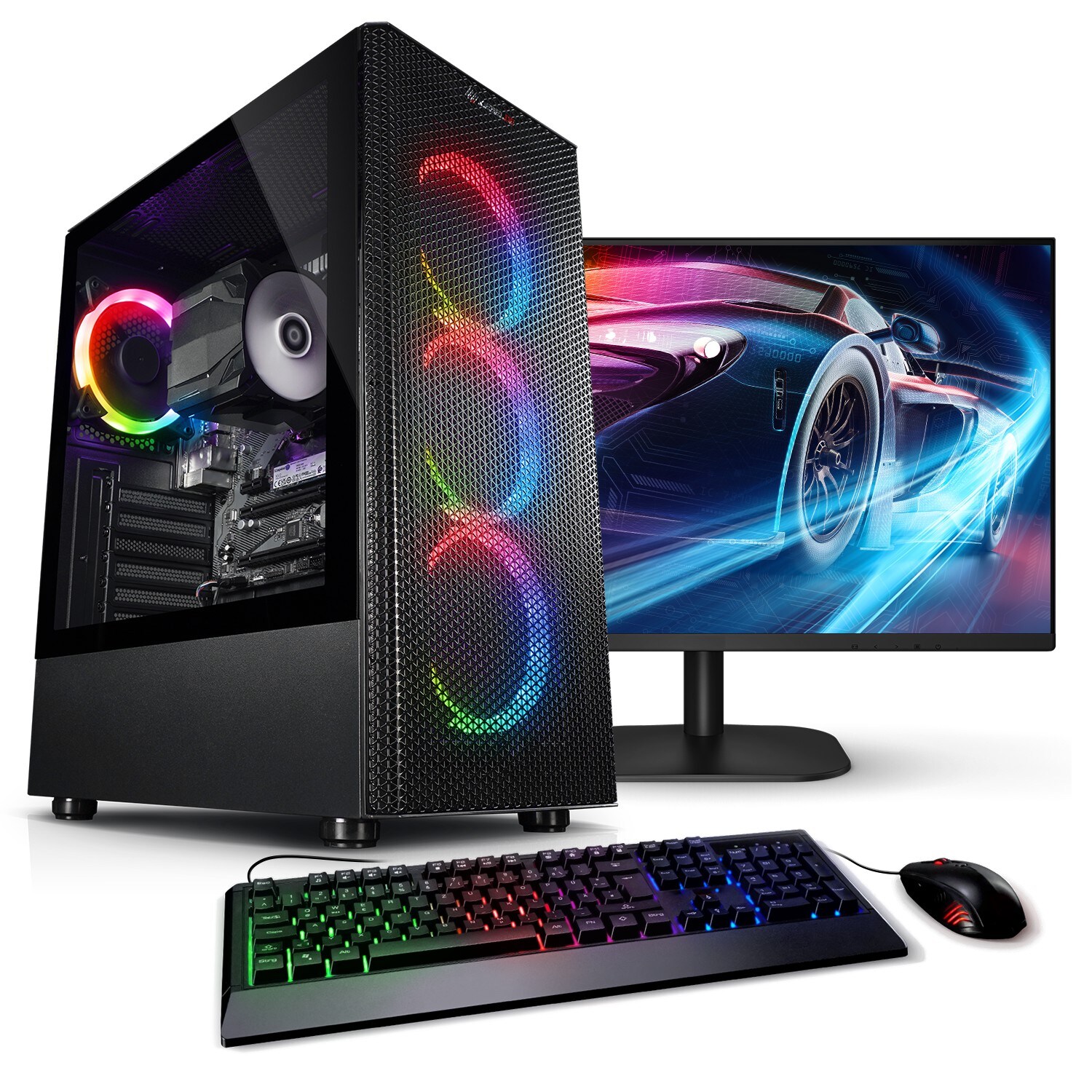PC Set Gaming mit 23.8 Zoll TFT Viper V AMD Ryzen 7 5700G, 32GB DDR4, AMD Vega Grafik, 1TB SSD, WLAN, Windows 11