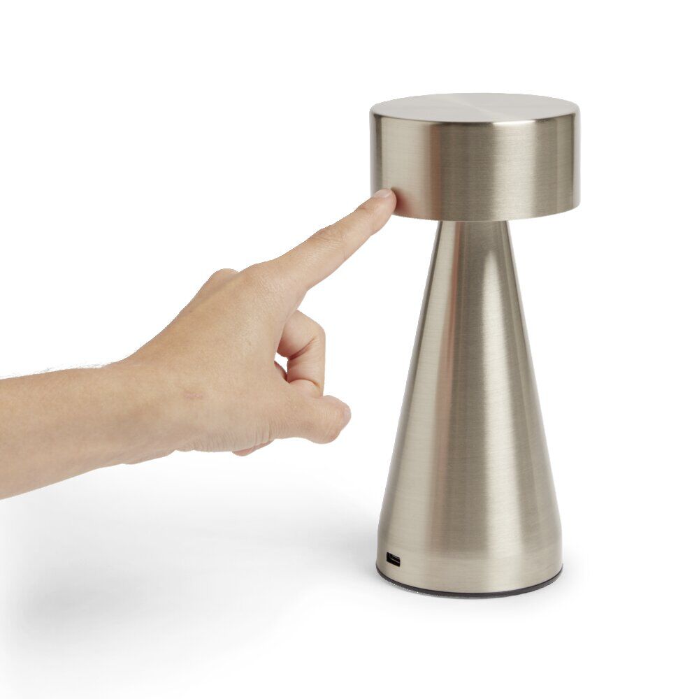 Lampe de table Squari USB tactile gris argenté Ø9,5xH22,5cm