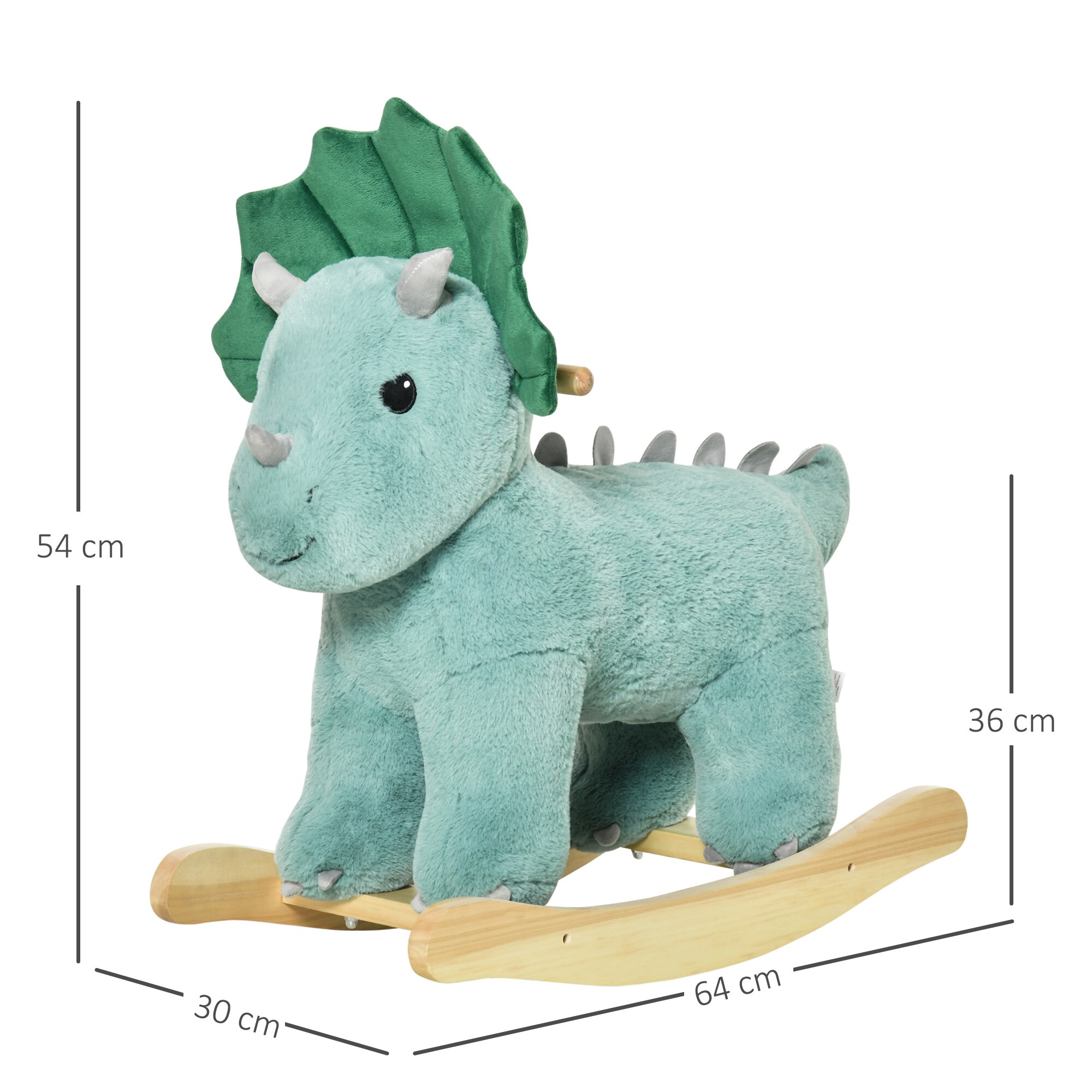 HOMCOM Schaukeltier Spielzeug, Triceratops, Wal Dunkelgrün 64 x 30 x 54 cm (LxBxH)