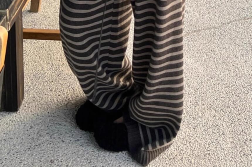 POKU - Gestreepte broek met wijde pijpen en middelhoge taille