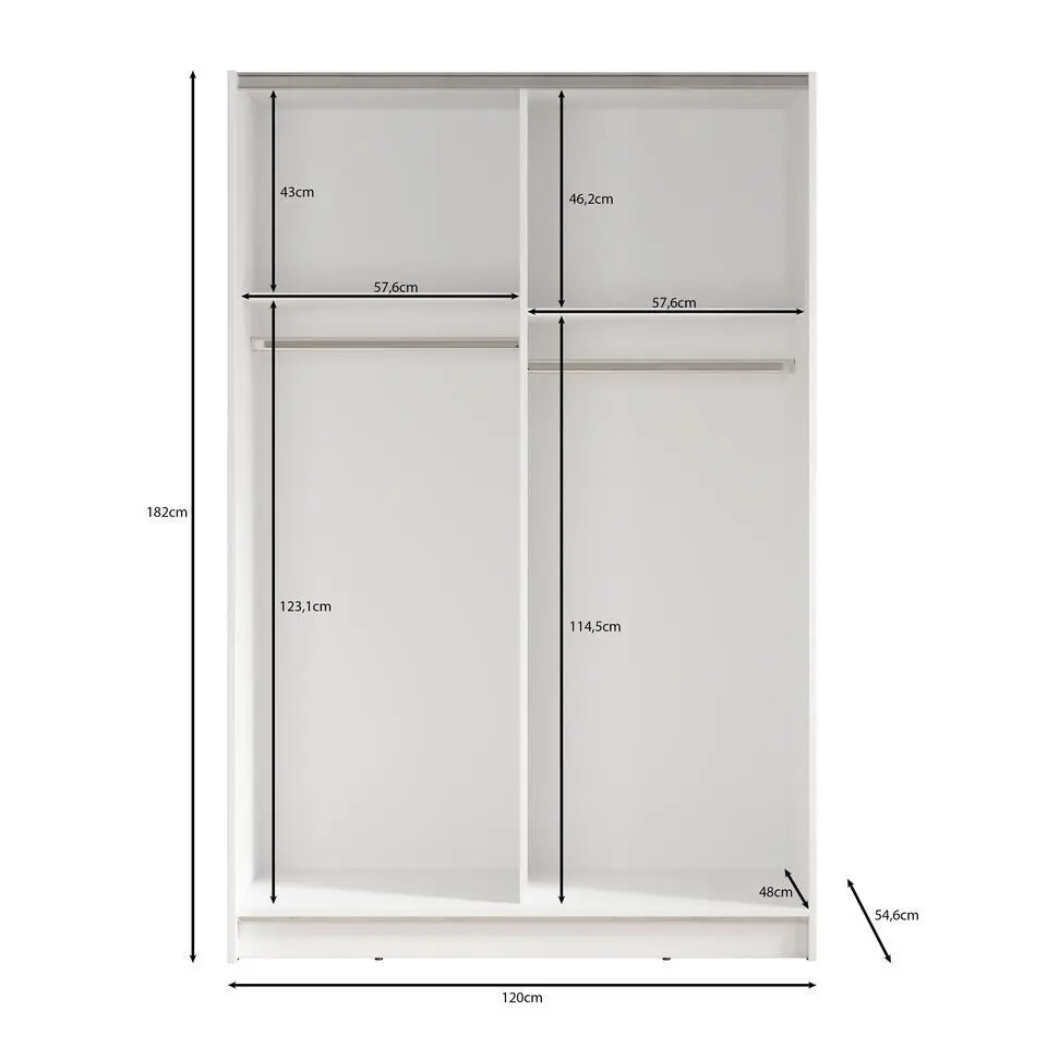 Meubella - Kledingkast Salta - Zwart - 120 cm - Met spiegel
