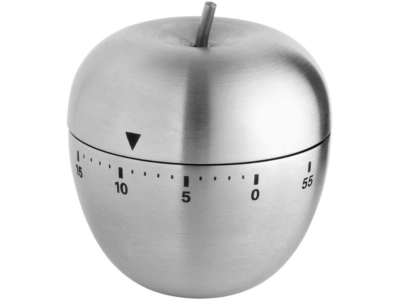 TFA Dostmann Küchentimer Apfel Silber Timer für die Küche in Apfel Design