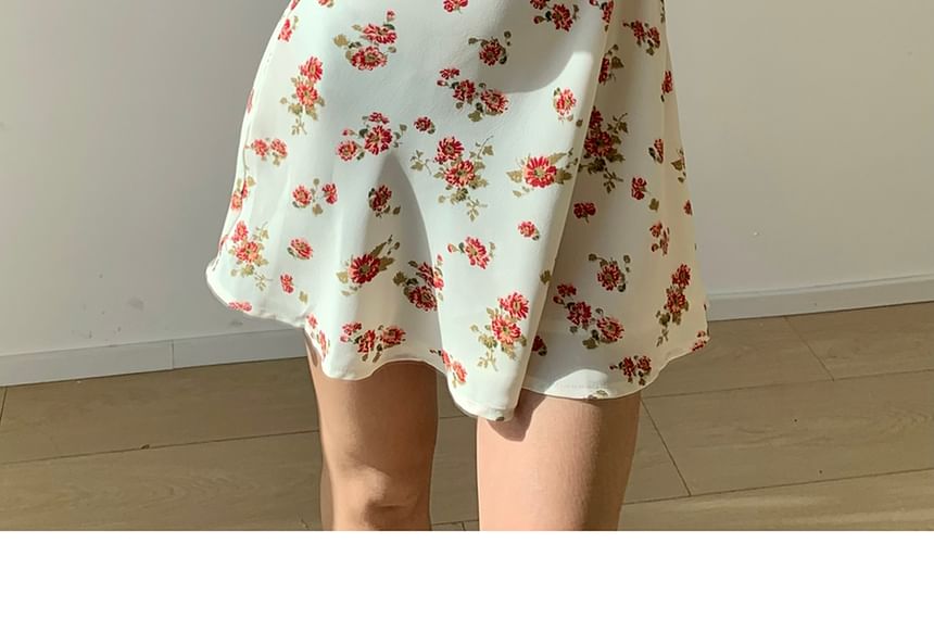 Honmizz - Mini A-lijn zomerjurk met spaghettibandjes en bloemenprint