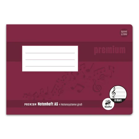 Staufen Premium Notenheft LinN A5 quer 8 Blatt 90g/qm 4 Notensysteme