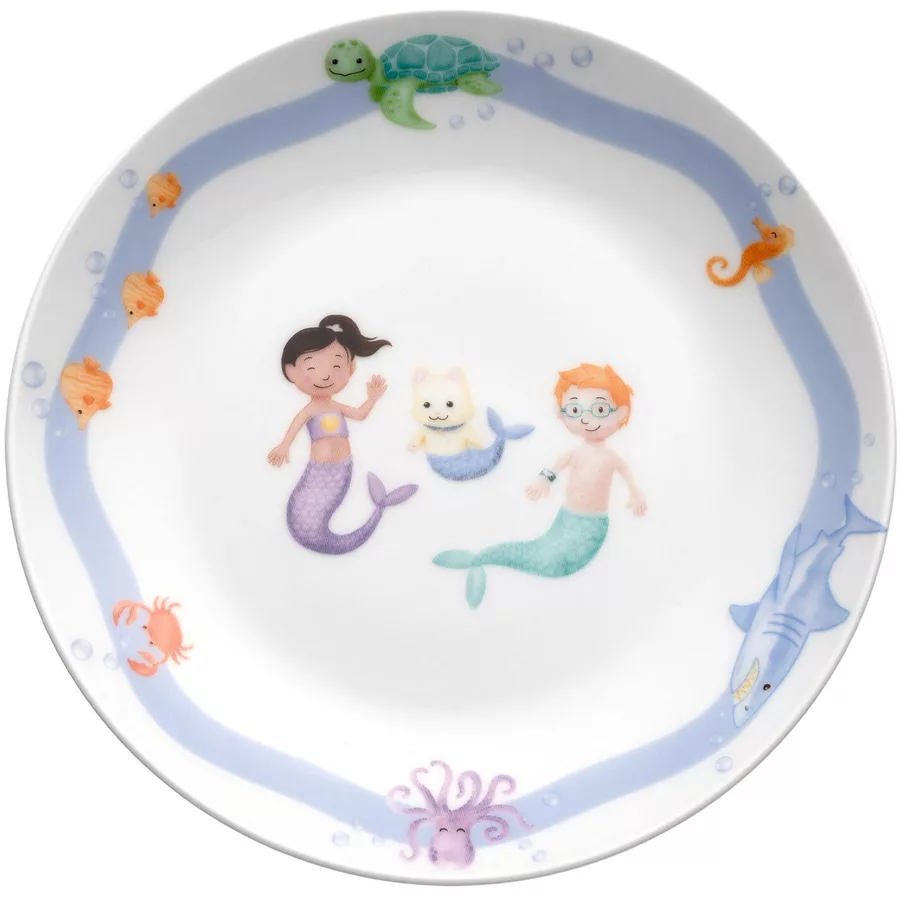 Leonardo Kindergeschirr Set mit Besteck BAMBINI AVVENTURA hellblau