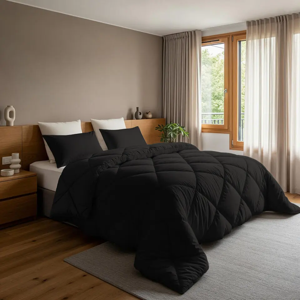 Dekbed zonder Overtrek Diamond 140x200 – Incl. Kussenslopen – Wasbaar – Zwart