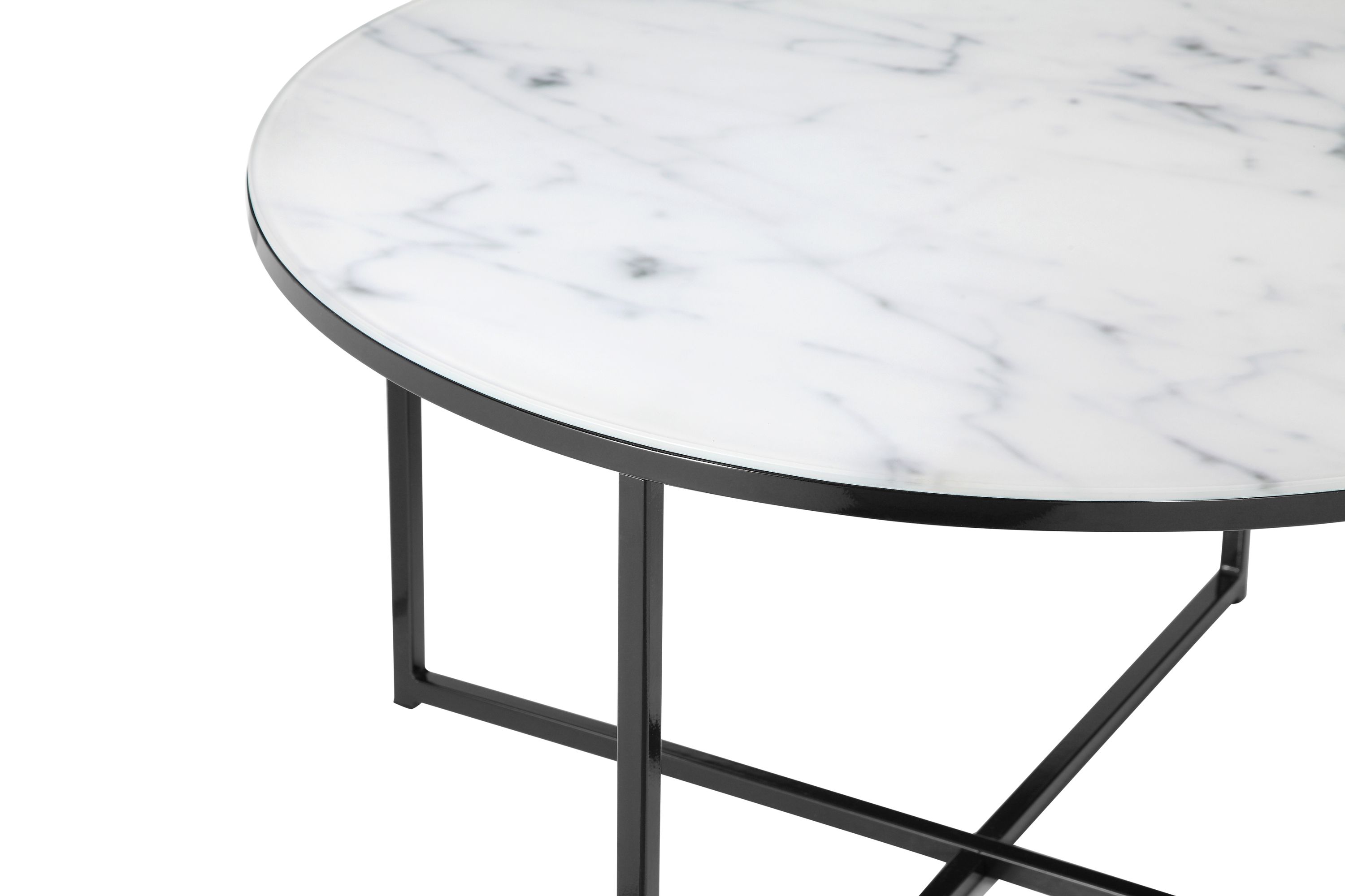 Couchtisch Ø80cm Marmor Optik Glastisch Sofatisch Beistelltisch Wohnzimmer Tisch