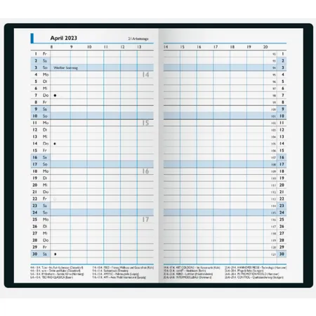 BRUNNEN Monatskalender Taschenkalender dunkelblau, 9x15 cm, 2S/1M, 2023