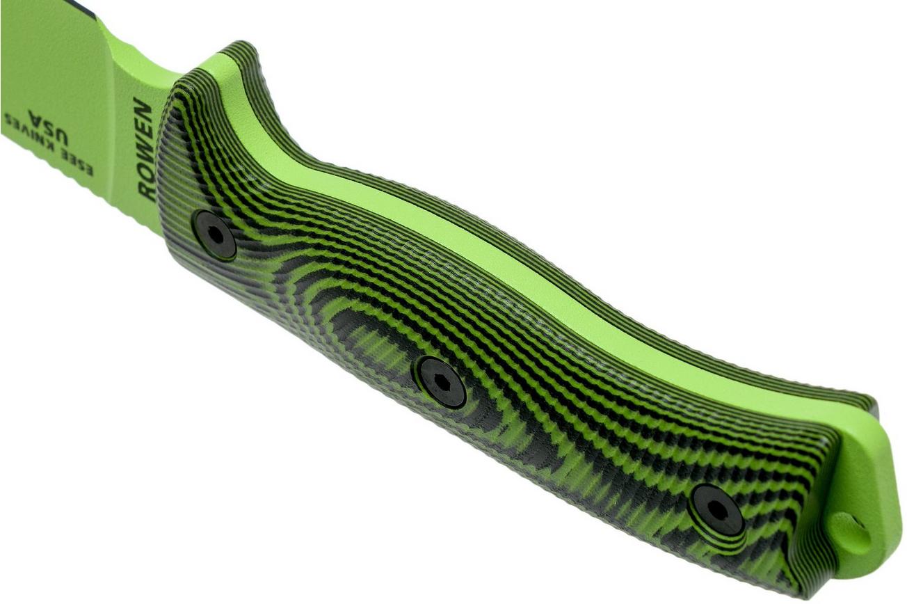 ESEE Model 6 Venom Green Blade 3D Neon Green-Black G10 survivalmes 6PVG-007 zwarte schede   clip plate