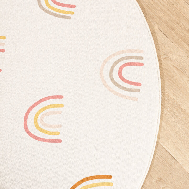 Rond wasbaar kindervloerkleed - Evi Rainbow Multicolor