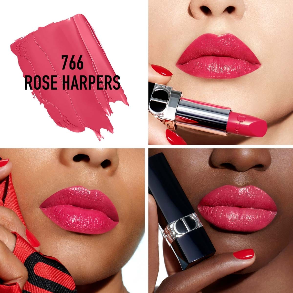Rouge Dior Rouge Dior Rouge à Lèvres Rechargeable Couleur Couture, 4 finis : Satin, Mat, Métallique et Velours