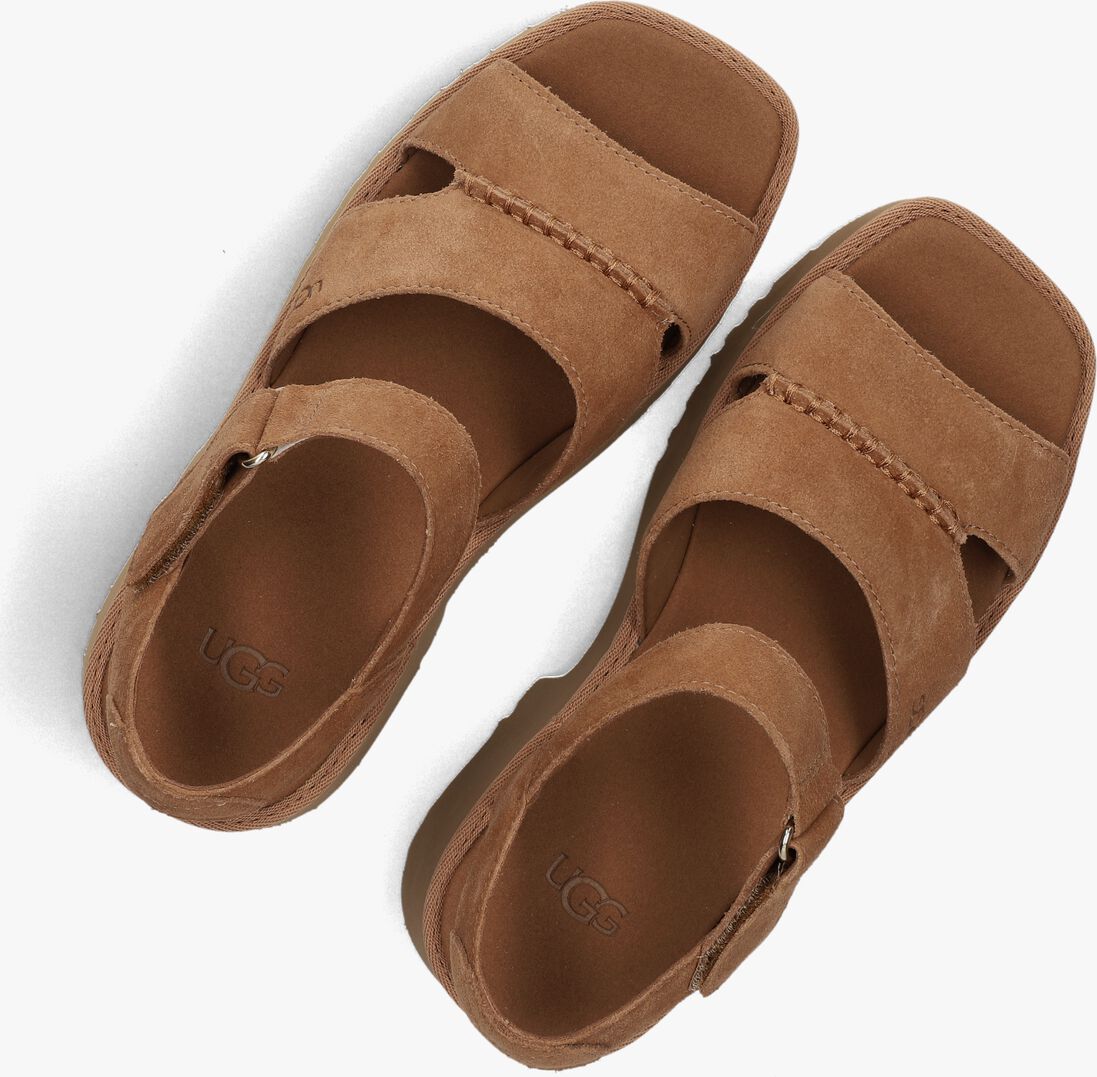 cognac ugg sandalen met hak w new heights ankle strap