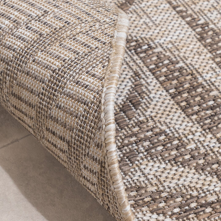 Rond buiten vloerkleed - Tiga Edge Taupe