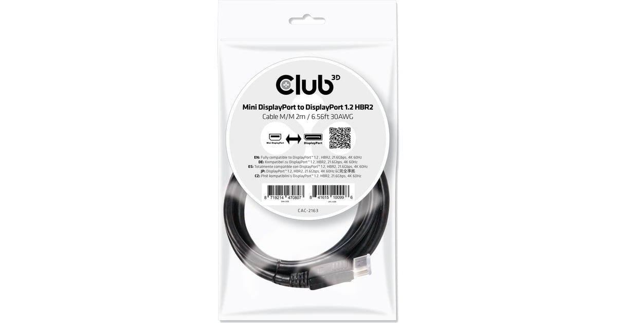 Club 3DMini DisplayPort - DisplayPort 1.2 kabel  (Zwart, 2 meter)