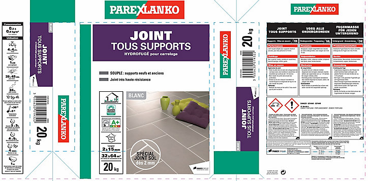 Joint tous supports Parexlanko 20 kg blanc