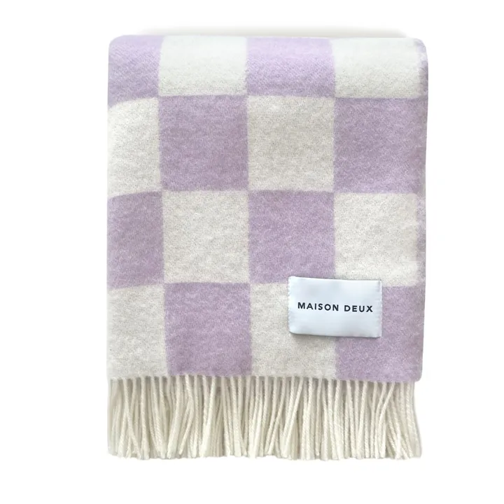 Maison Deux Plaid en laine Damier | Lilas