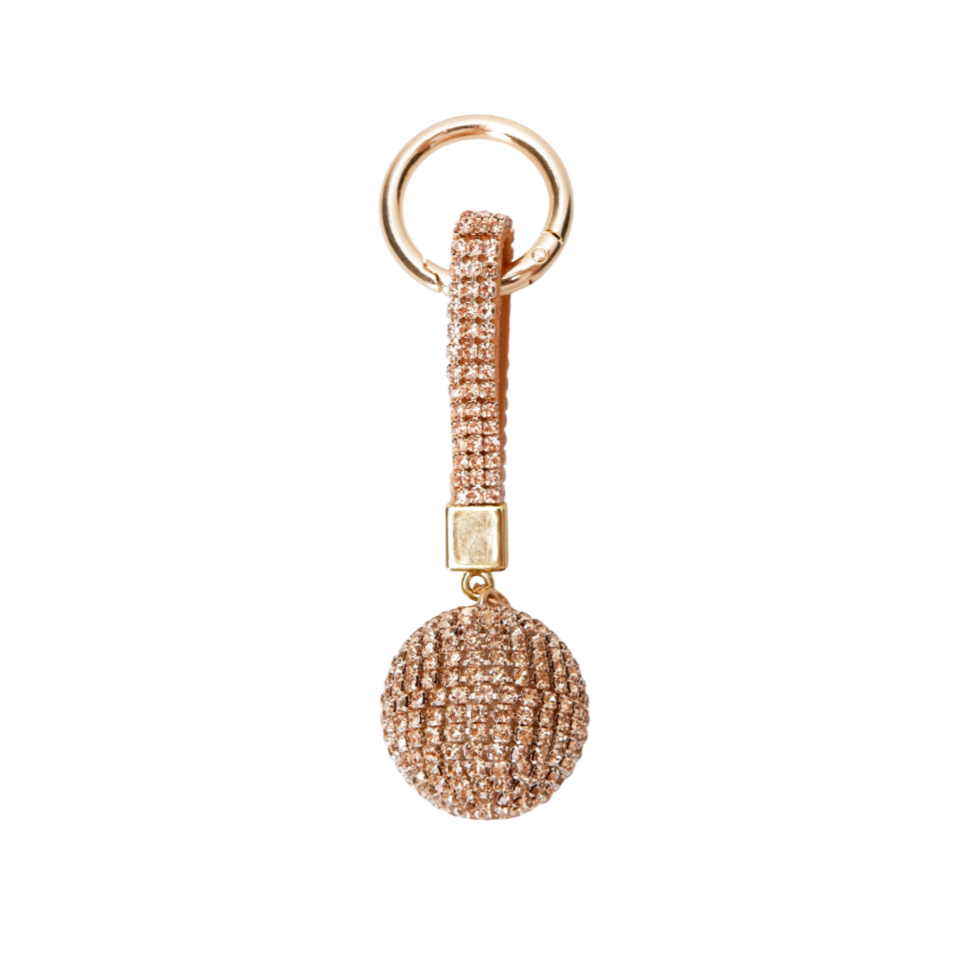 Black Colour  Ball Rhinestone nøglering - Golden