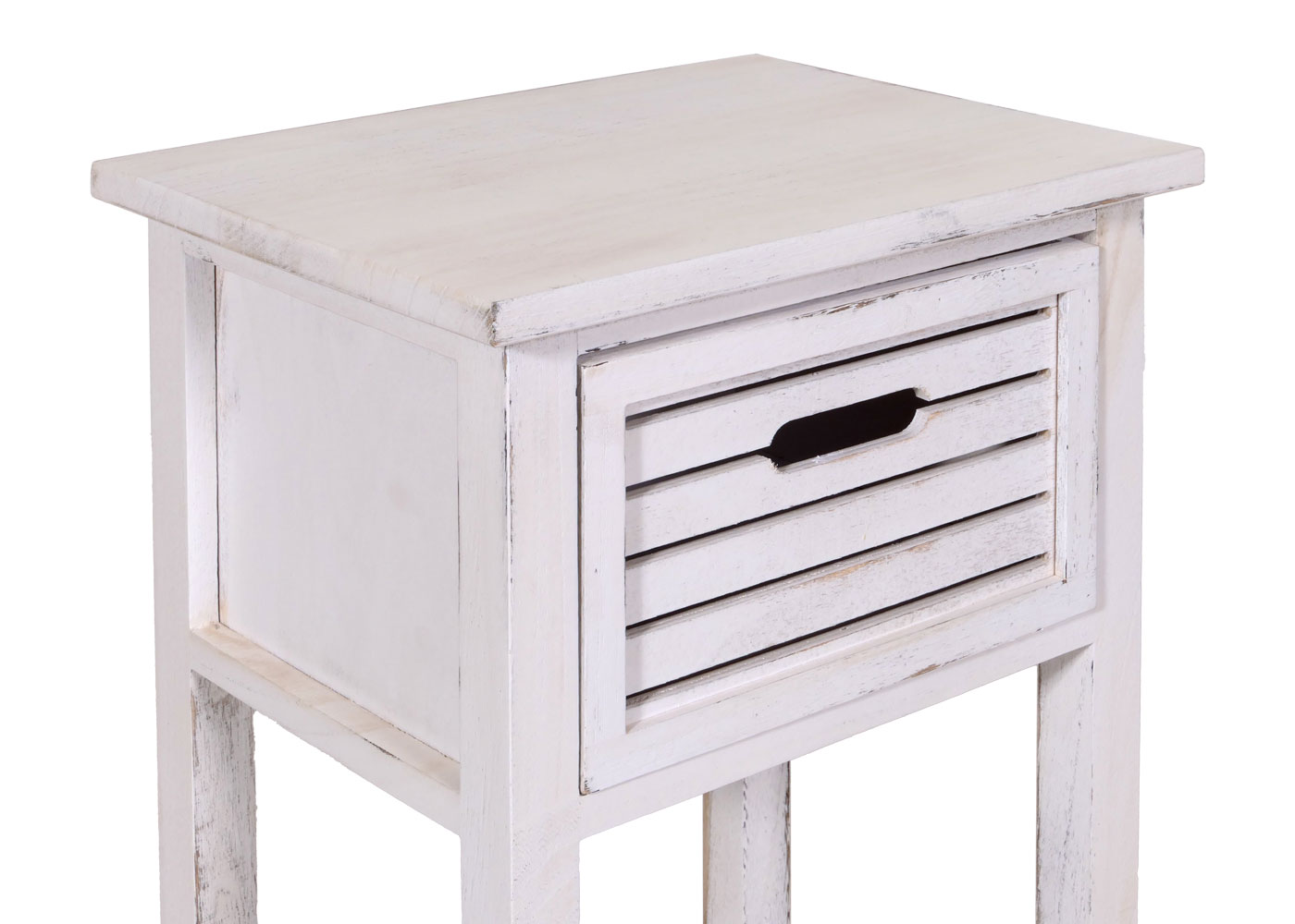 Kommode Beistelltisch, 57x35x27cm, Shabby-Look, Vintage ~ weiß