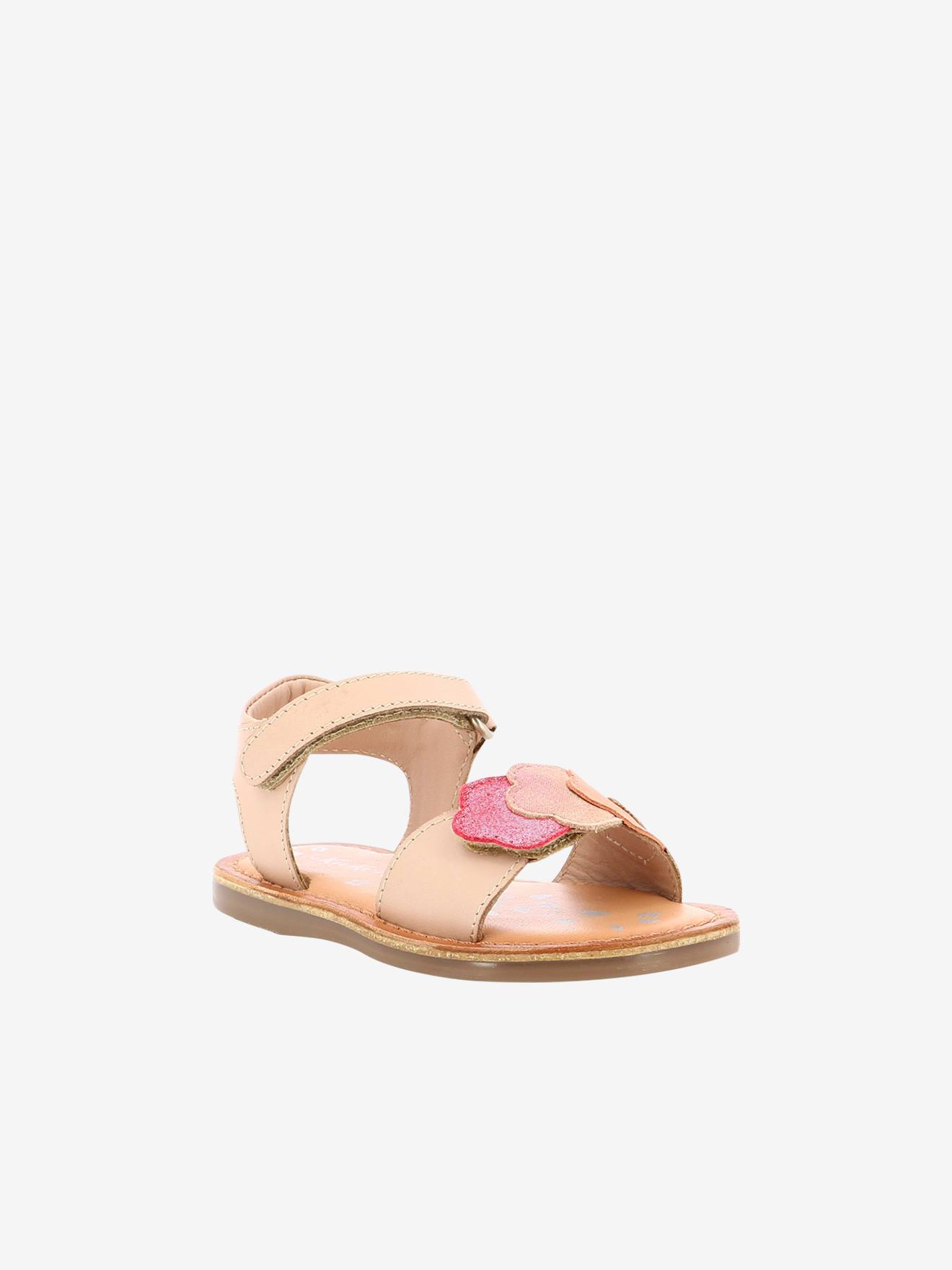 Sandálias infantis KICKERS® Dyastar em couro dourado