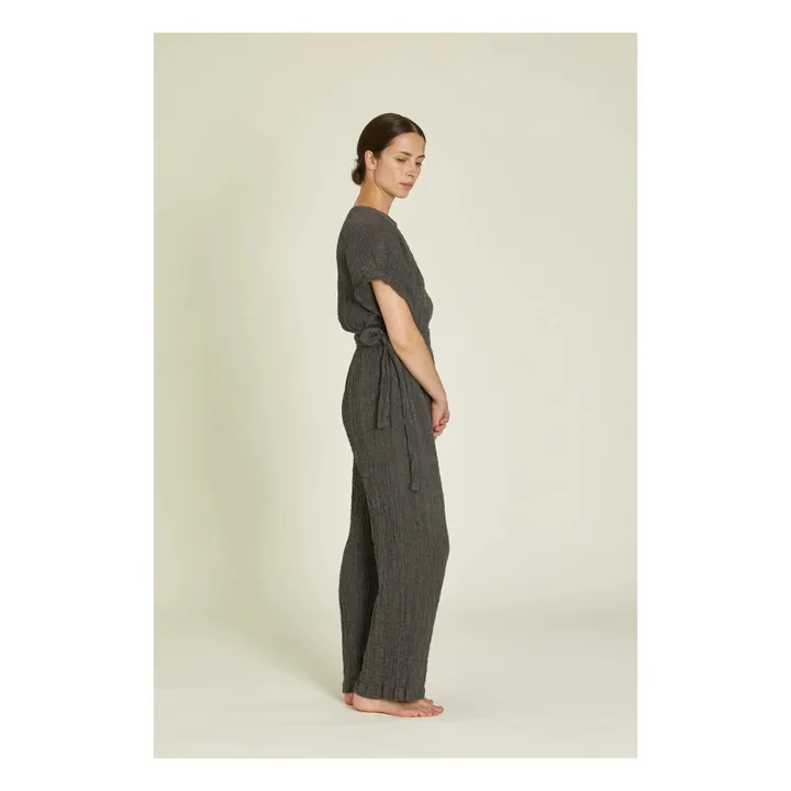 Black Crane Top Basique Lin | Gris ardoise