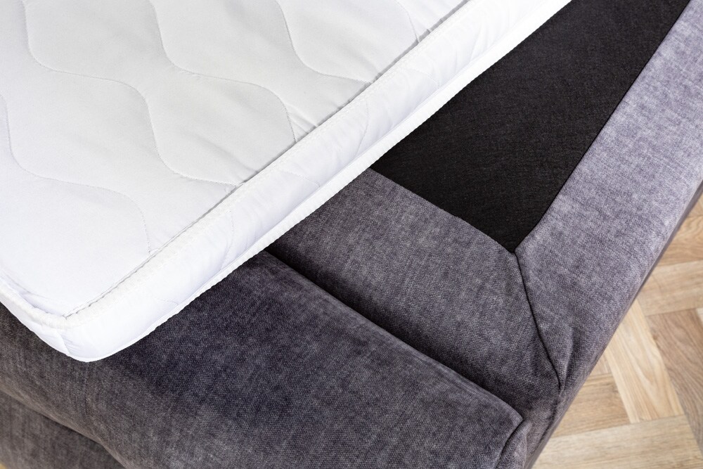 riess-ambiente Boxspringbett SIGNUM - 180x200cm dunkelgrau Samt inkl. Topper Matratzen Bettkasten
