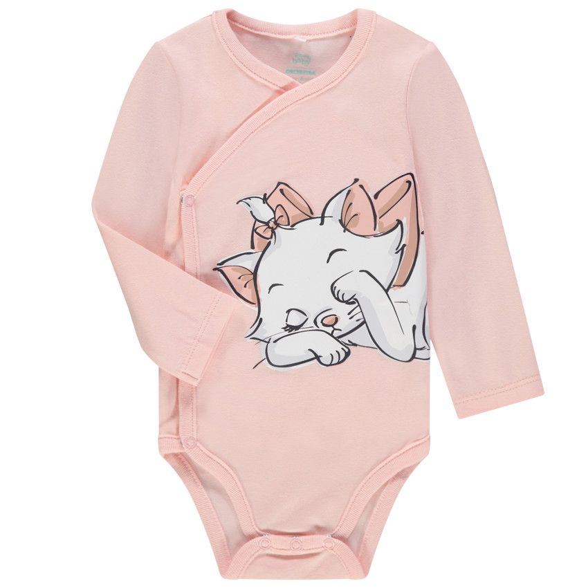 Body manches longues rose en coton bio print Marie Aristochats Disney - Rose