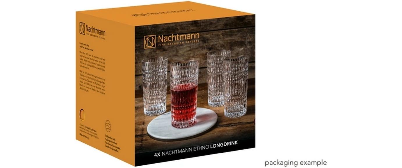 Longdrinkglas Ethno, 4 StückSet mit vier transparenten Longdrinkgläsern aus Kristallglas