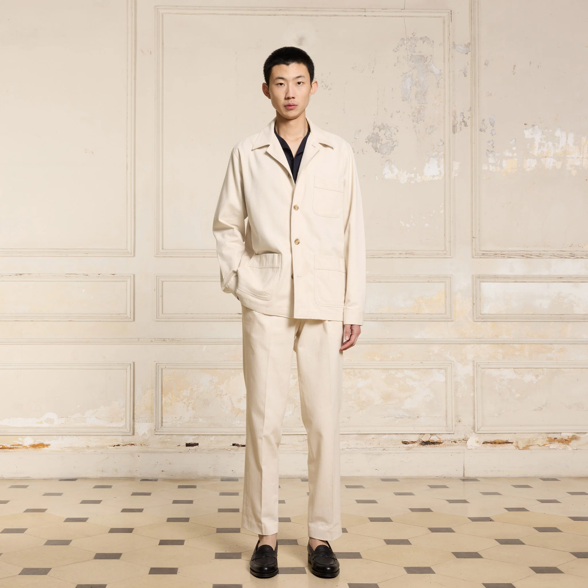 Ecru cotton work jacket