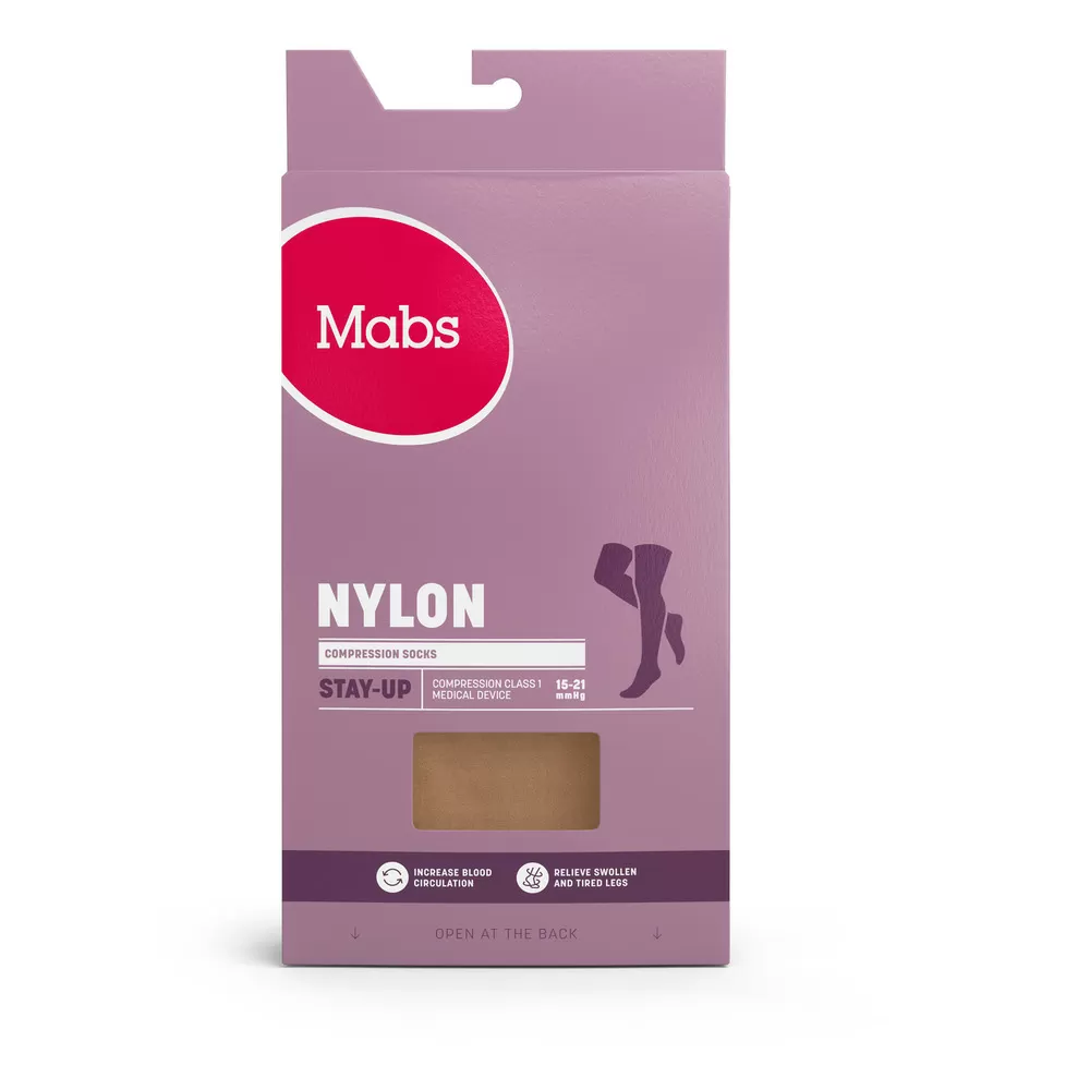 Mabs Nylon Stay Up Solbrun - Flere størrelser