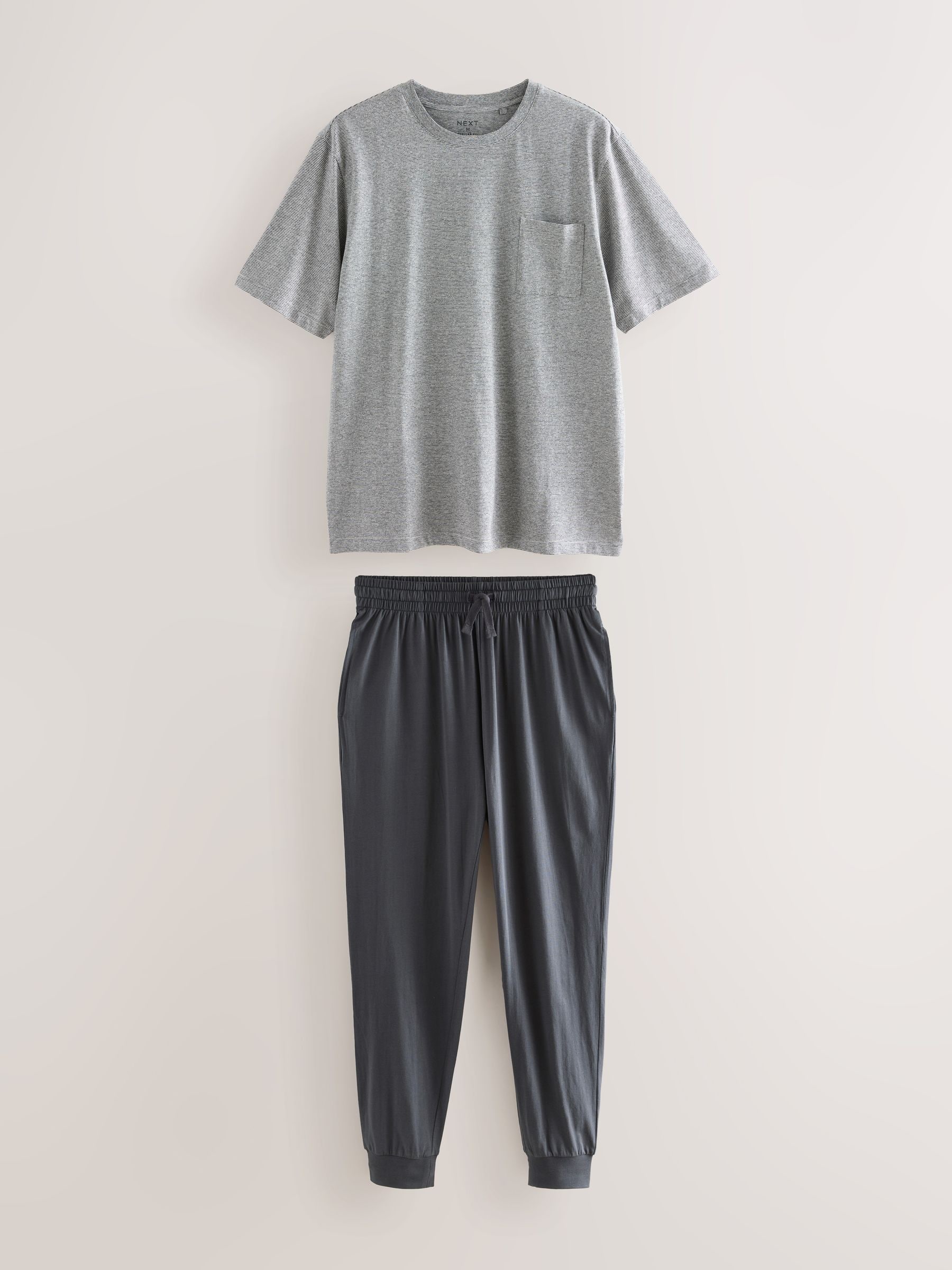 Grijs - Short Sleeve Cuffed Jersey Pyjamas Set