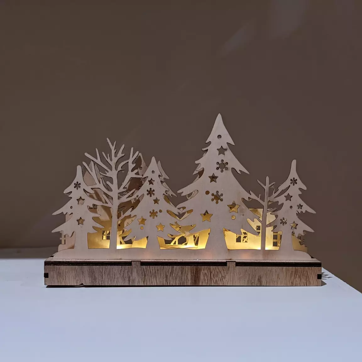 Décor lumineux à piles 9 LED (H19 cm) Village d'hiver Blanc chaud