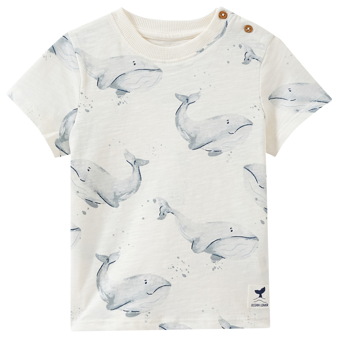 Topomini Pure Collection Baby T-Shirt mit Wal-Prints weiss